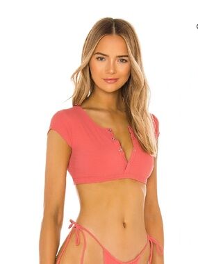 VDM The Label Indie Bikini Top in Medium, Peach